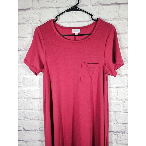 LulaRoe Carly Women's High Low Dress Wine/Maroon Size XS T Shirt Dress - Picture 2 of 5